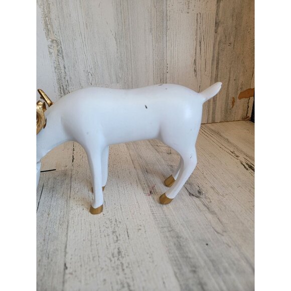 Metal bowl candy serving Xmas deer buck Xmas figure decor gold white unique - Picture 6 of 10